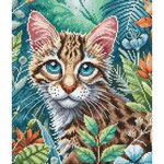 Ava P074  kit point croix  Chaton en fleurs  1