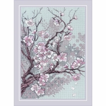 Riolis 2298  kit point croix  Fleurs de prunier  2