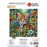 Ava P074  kit point croix  Chaton en fleurs  2