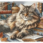 Ava P089  kit point croix  Le chat sage  1