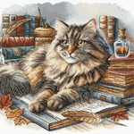 Ava P089  kit point croix  Le chat sage