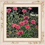 Thea Gouverneur 2061-05  kit point croix  coquelicots rose  avec cadre