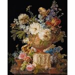 Thea Gouverneur 580-05  kit point croix  Fleurs dans un vase en albâtre