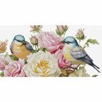 Luca-S B7038  kit point de croix compté  Vase avec roses et oiseaux