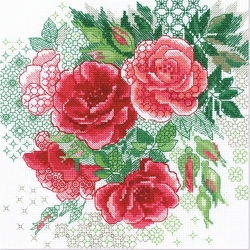 Kit Point De Croix Riolis – Pivoines En Dentelle – Toile Aïda Noire – 2024