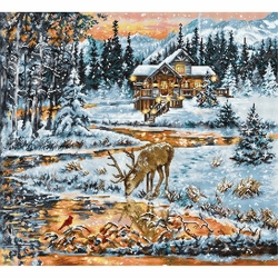 Kit Point De Croix Luca-S - Oies 15x14cm - Neuf Avec Toile Aïda 18ct Et Fils
