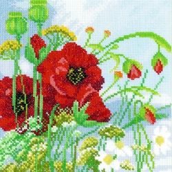 Point de croix à prix moins cher anemones sur lin de Thea Gouverneur TG-807