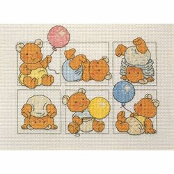 Kit Broderie Point De Croix Naissance Garçon Bleu Riolis - Toile Aïda Et Fils Anchor Inclus
