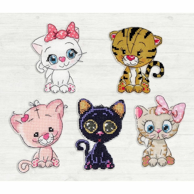 Canevas Broderie Point De Croix Kit Complet, Chat Coloré Abstrait,I,50