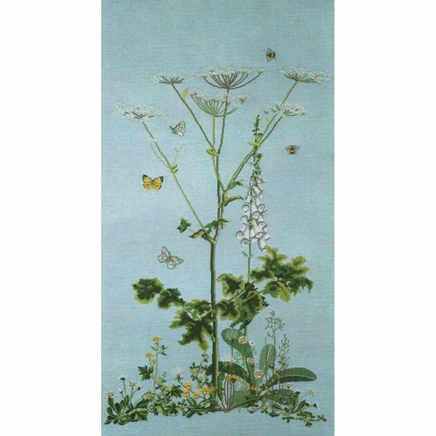 Kit Point De Croix Thea Gouverneur – Motif Herbes Aromatiques – Tissu Lin 35x45 Cm – Fil DMC Inclus