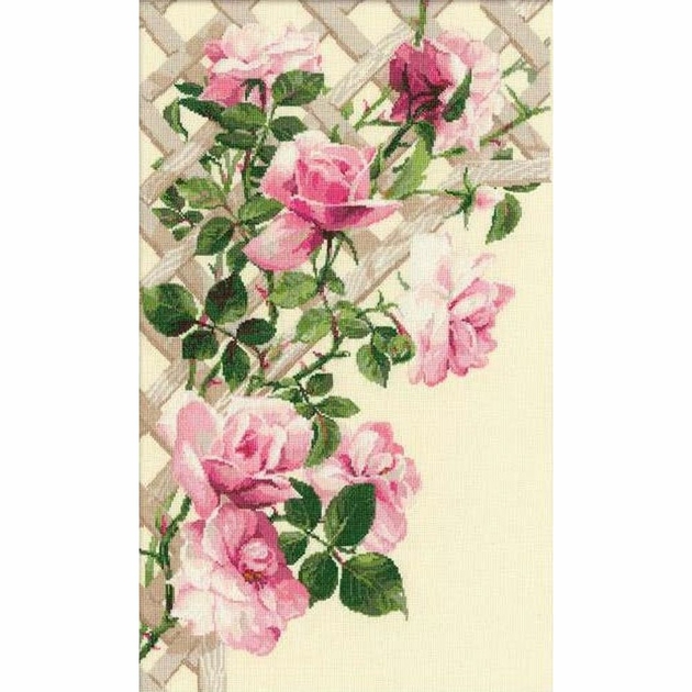 RIOLIS canevas point lancé le jardin rose