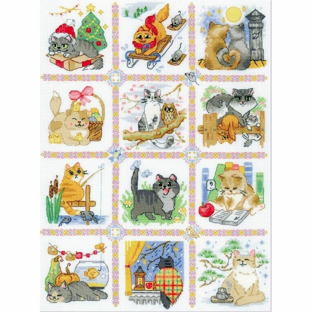 Kit broderie cadre chat jaune - Ma Petite Mercerie