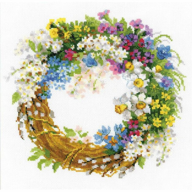Kit Point De Croix Compté Frida Kahlo Couronne – 150x150 Points – 26x26 Cm – 100% Coton