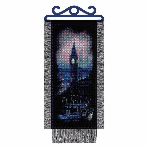 Kit De Broderie DMC 'Londres La Nuit' - Toile Aïda Bleu Nuit, Fils Phosphorescents - Mr X Stitch