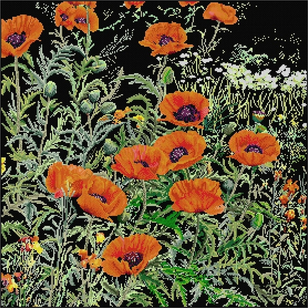 Kit Point De Croix Compté Coquelicots 546A - Thea Gouverneur - Toile Aida