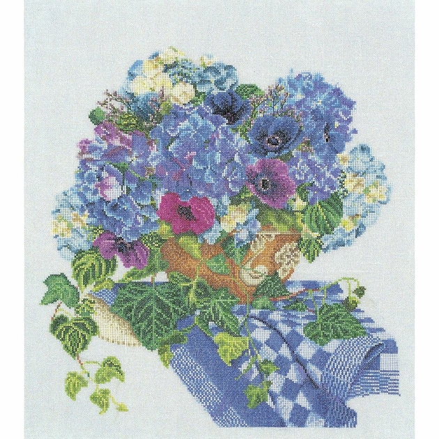 Kits de punto de cruz Joy Sunday, patrón de hortensia azul impro