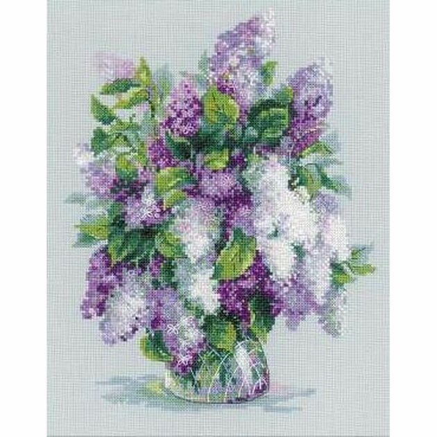 Kit Point Compté Riolis Bouquet Avec Physalis - 21x30cm, Aida 14ct, Neuf