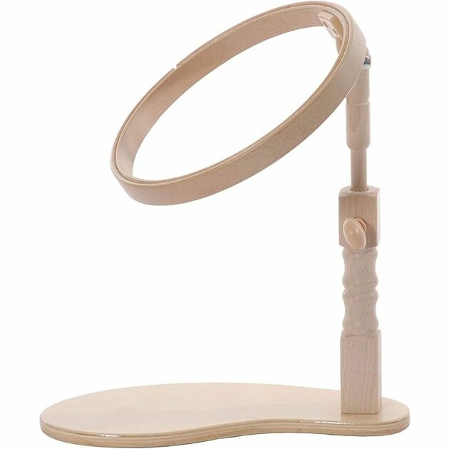 Cercle à Broder En Bois Avec Fermeture à Vis Métal - 20 Cm - Elbesee - Pour Point De Croix Et Broderie