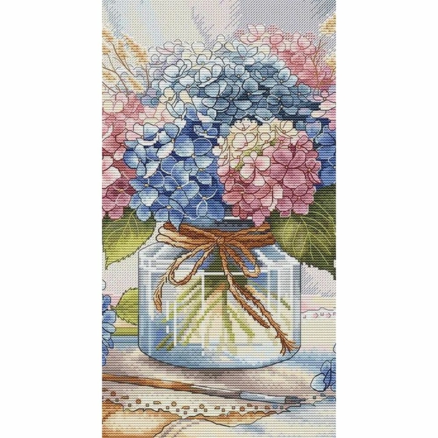 Kit point de croix Hortensia bleu 2035A Thea Gouverneur Aida | eBay