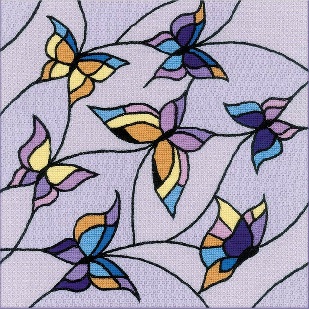 Vitrage droit Papillons , peint