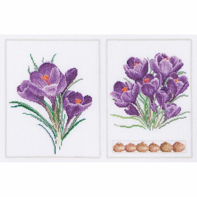 Kit De Point De Croix Compté RTO - Motif Crocus Aquarelle, 13x20,5cm, Idéal Débutant