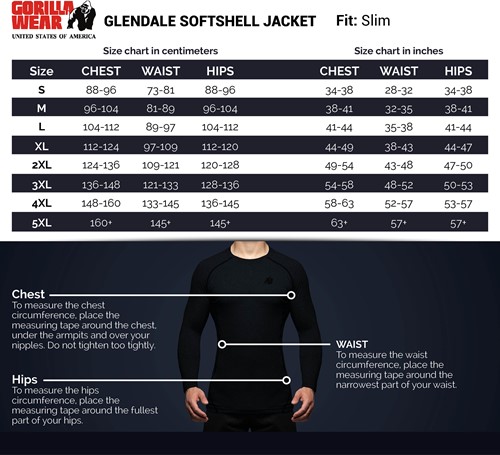 glendale-jacket-sizechart