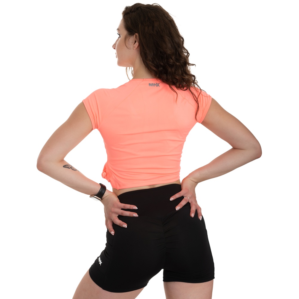 MNX-WOMENS-CROPPED-T-SHIRT-PEACH-AND-SHORTS