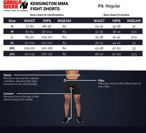 sizechart-kensington-mma-fight-shorts