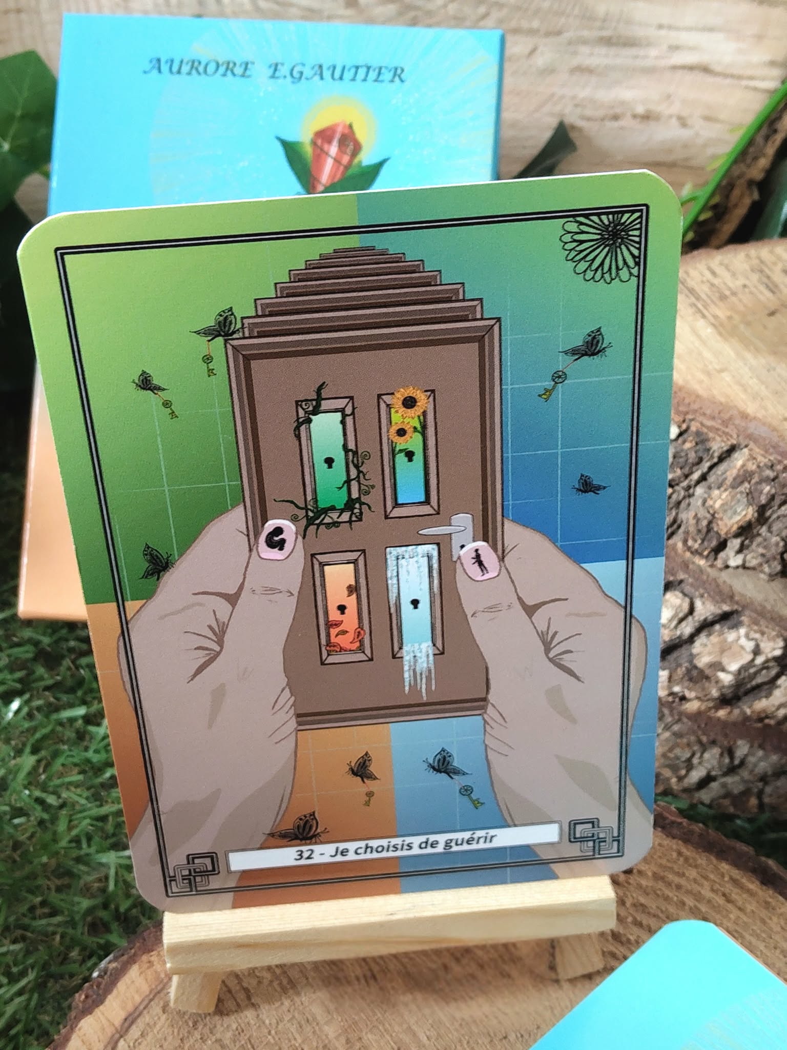 Oracle Je suis et au-delà (Aurore Gautier) : carte illustrée sur support — affirmations positives, carte du jour.