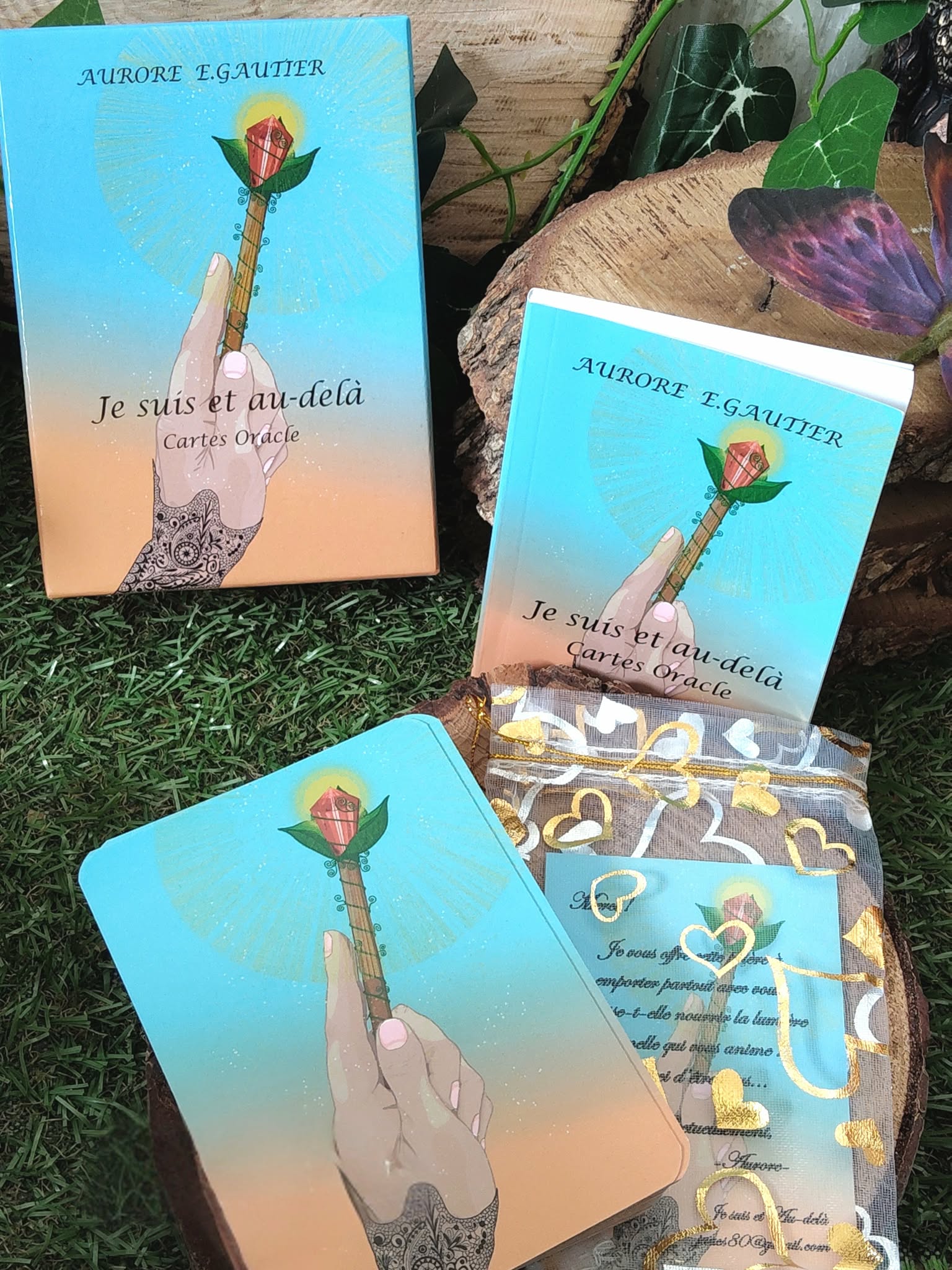 Oracle Je suis et au-delà (Aurore Gautier) : boîte   cartes, papillon violet — cartes d’affirmations positives, oracle développement personnel, carte du jour.