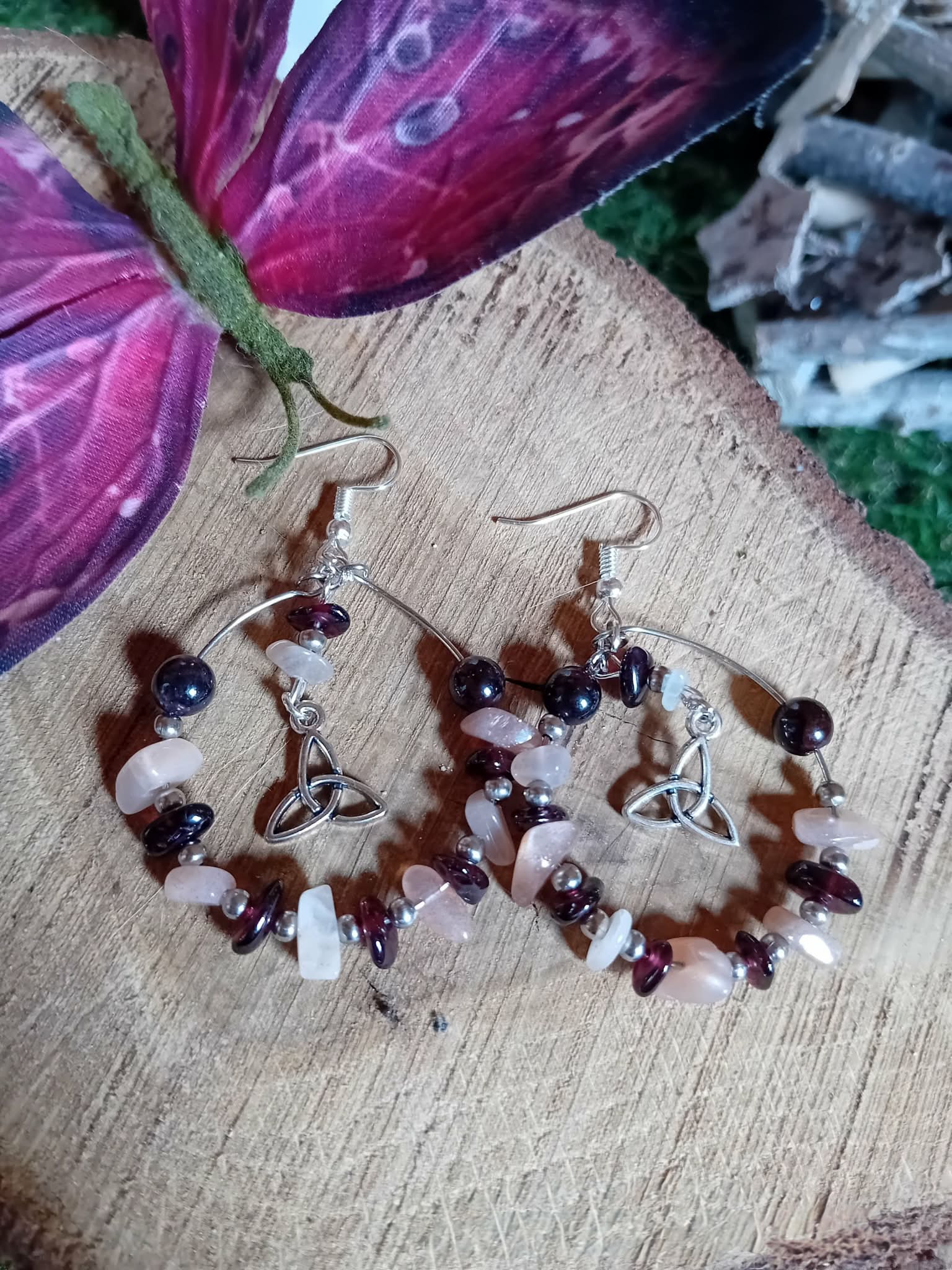 Boucles d’oreilles viking Création Magic Gaïa pierre de soleil