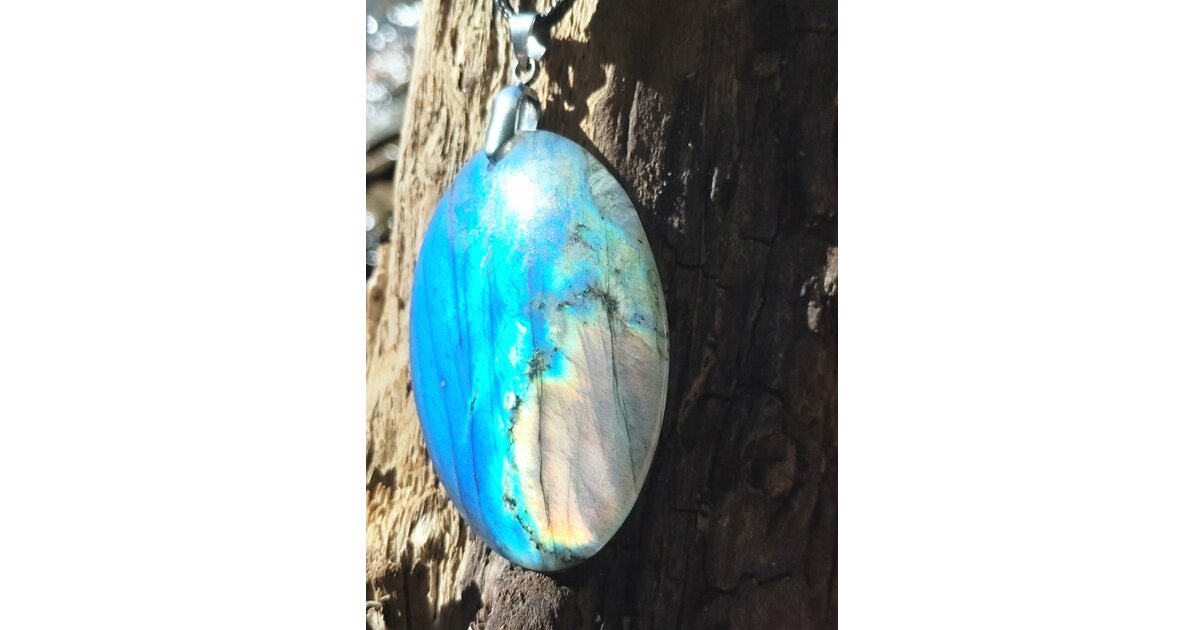 Labradorite Reflet Pendentif ovale en labradorite aux reflets bleus