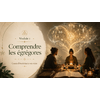 Module Comprendre les égrégores en visio, trois personnes autour d’une table rituelle, lumière dorée, symboles énergétiques, bougie et cristaux.