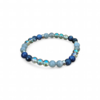 Bracelet Intuition sur fond blanc, perles bleu-gris aux reflets irisés en labradorite et aqua aura pour perception subtile et calme intérieur