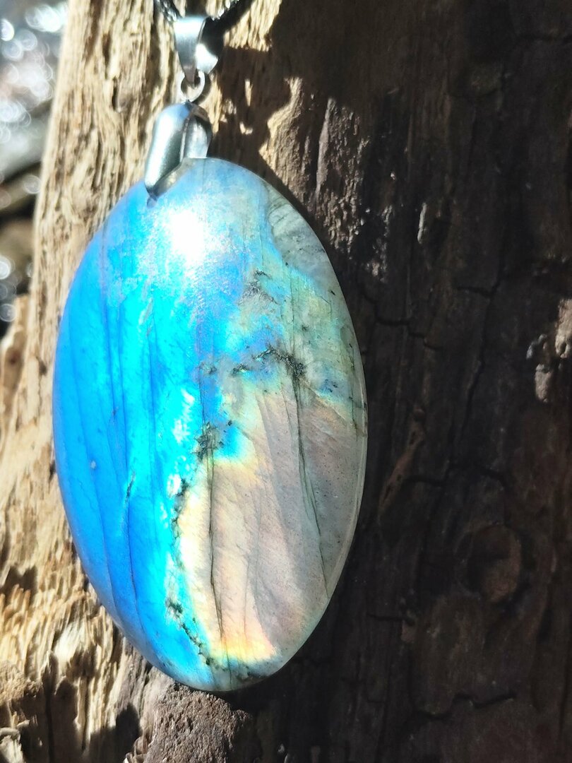 Labradorite Reflet Pendentif ovale en labradorite aux reflets bleus