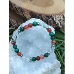 Bracelet prémenstruel 6 mm sur quartz blanc, rondin de bois et aiguilles de sapin, ancrage doux, relâchement émotionnel et harmonie intérieure