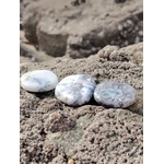 Galets de calcédoine dendritique alignés sur les rochers en Bretagne, pierres naturelles évoquant la stabilité, la concentration paisible et l’ancrage doux.