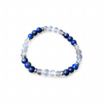 Bracelet migraine sur fond blanc, lapis-lazuli, labradorite et sélénite 6 mm pour esprit plus net, détente intérieure et ressenti plus stable