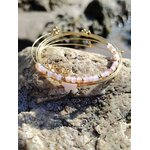 Bracelet semainier Love en quartz rose sur rochers, acier inoxydable doré, lien affectif et féminité lumineuse