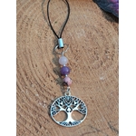 Bijou de téléphone arbre de vie en kunzite lépidolite et rhodonite, création artisanale rose pastel pour téléphone, douceur féminine et calme émotionnel.