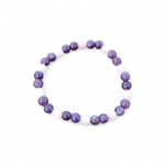 Bracelet Lépidolite Kunzite sur fond blanc, perles rondes violettes et roses en pierres naturelles, bijou doux favorisant apaisement émotionnel et sérénité.