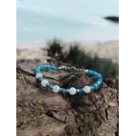 Bracelet Apatite facettée et Opale création Magic Gaïa, bijou fin aux nuances bleues et blanches, douceur intérieure et clarté.