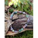 Bracelet équilibre émotionnel Magic Gaïa en perles 6 mm, tourmaline rose, turquoise africaine et rhodonite pour apaisement du cœur.