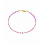 Bracelet Tourmaline rose sur fond blanc, perles facettées fines et fermoir doré pour un bijou délicat.