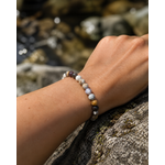 Bracelet Opale dendritique naturelle 6 mm, aussi appelée Merlinite, bijou aux marbrures organiques évoquant la nature, la méditation et la protection intérieure.