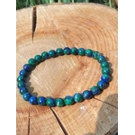 Bracelet Azurite-Malachite 6 mm sur rondin lumineux, perles marbrées bleu-vert, énergie de renouveau.