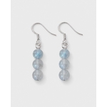 Boucles d’oreilles Labradorite création Magic Gaïa sur fond blanc lumineux, crochets argentés, reflets bleutés; intention: protection douce et clarté.