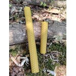 Grande et petite bougies en cire d’abeille naturelle 20 cm et 10 cm sur bois, pour rituel, méditation et ambiance douce