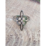 Bague witch knot en acier inox, motif entrelacé, décor bois naturel