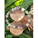 Bracelet 3e œil en labradorite, fluorite et merlinite sur champignons et décor nature, intuition profonde, clairvoyance et sommeil inspiré